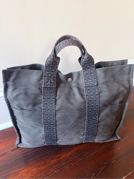Hermes Handbags - Authentic Hermès Herline Canvas MM Tote Bag - Gray